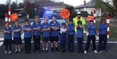 Kids at school crossing - thanks to Benalla Police for the photograph