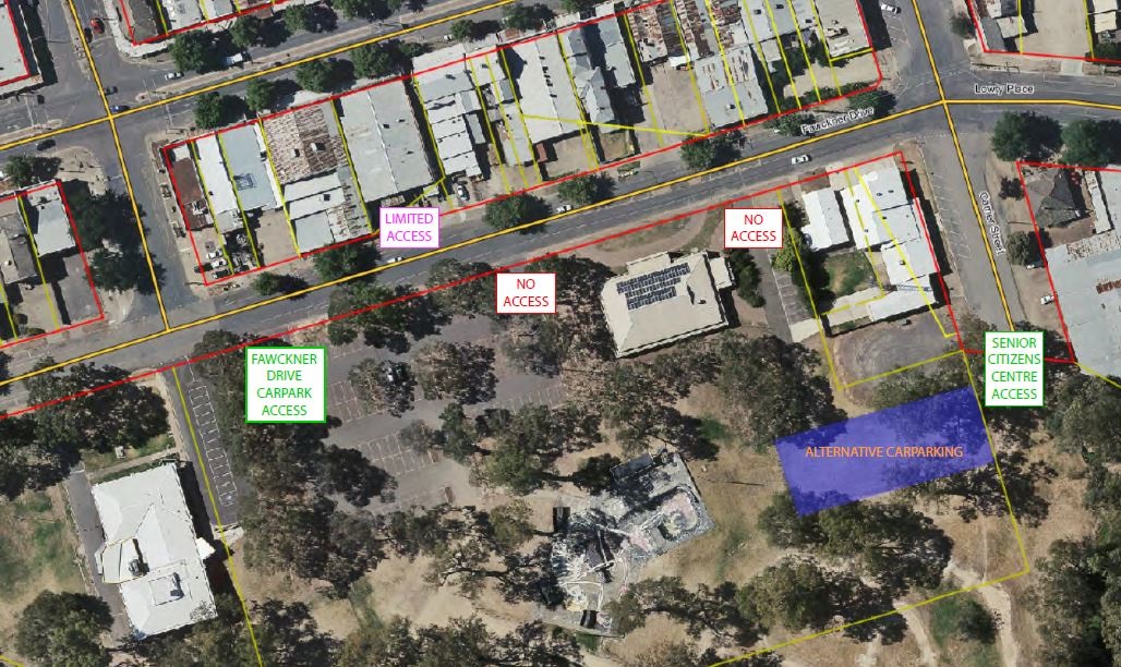 Map of Fawckner Drive access constraints during drainage works