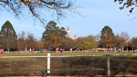Image of many children playing football 